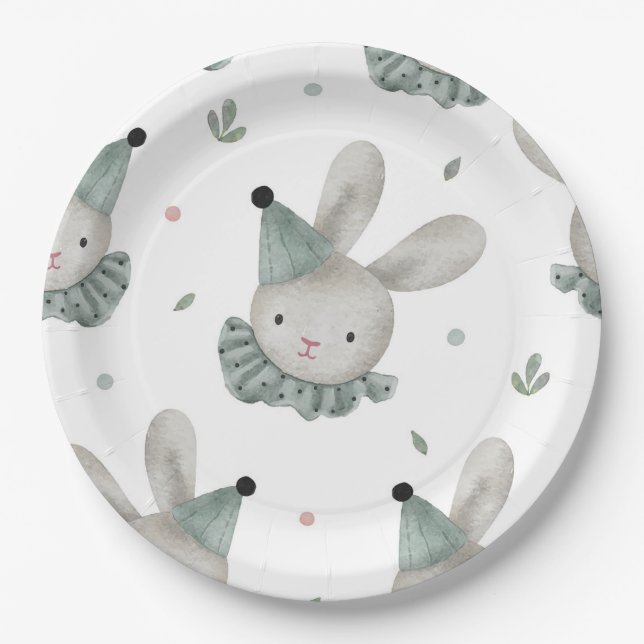 Adortable Chic Bunny Rabbit Rustikal Pappteller (Vorderseite)