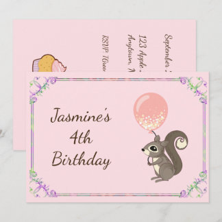 Adortable Custom Eichhörnchen Geburtstag einladen Einladung