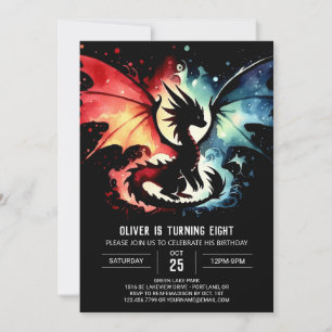 Adortable Dragon Birthday Printable Einladung