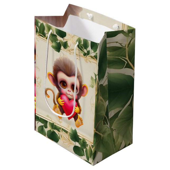 Adortable Dschungel Mittlere Geschenktüte (Vorderseite Schrägansicht)