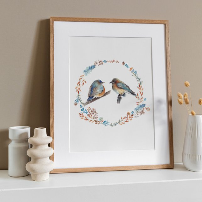 Adortable Eastern Bluebird Couple Art Print Poster (Von Creator hochgeladen)