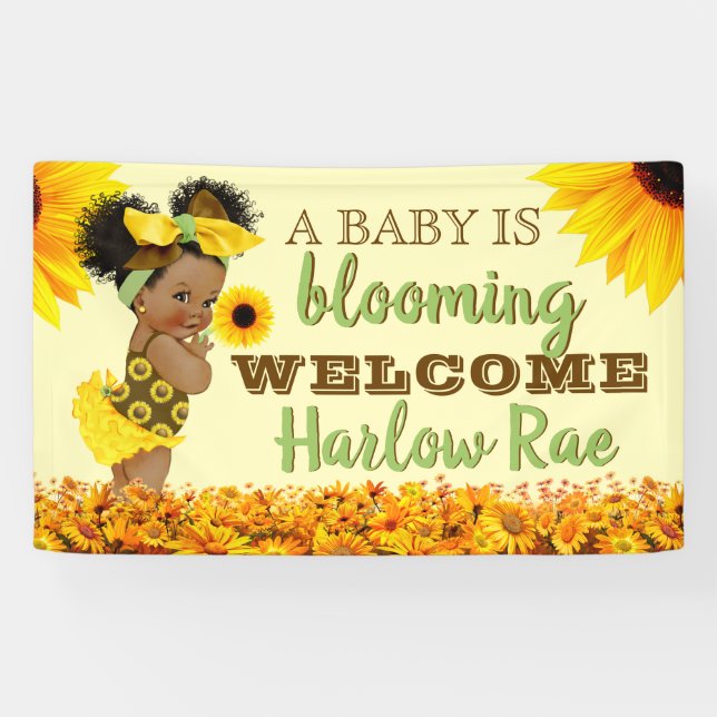 Adortable Ethnic Baby Girl | Gelbe Sonnenblume Banner (Horizontal)
