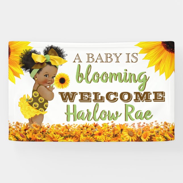 Adortable Ethnic Baby Girl | Sonnenblumendusche Banner (Horizontal)