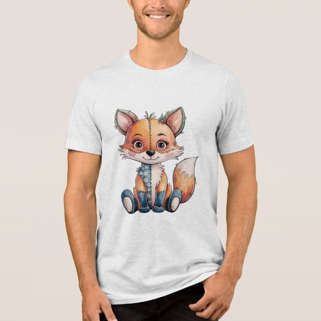 Adortable Floral Patchwork Fox Tri-Blend Shirt (Vorderseite)