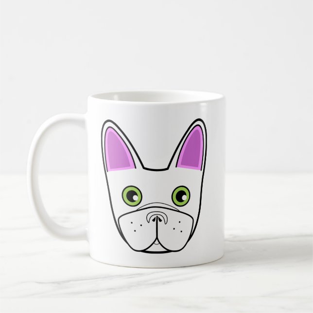 Adortable French Bulldog Face - White Frenchie Kaffeetasse (Links)