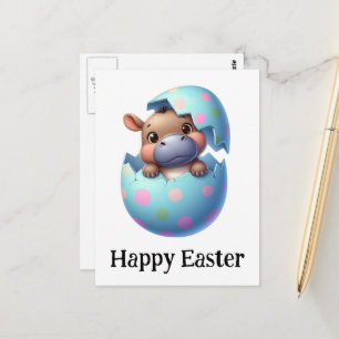Adortable Funny Niedlich Osterbaby Hippo Postkarte