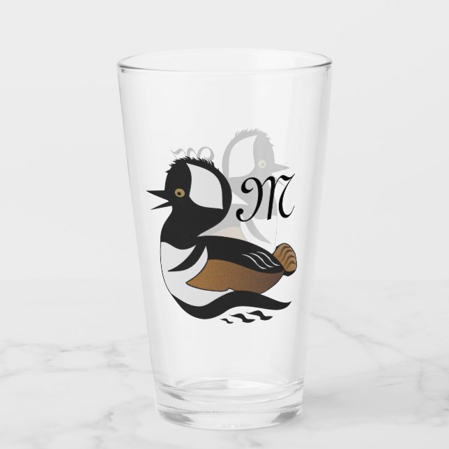 Adortable gehobene Merganser Duck Swimming Glas (Vorderseite)