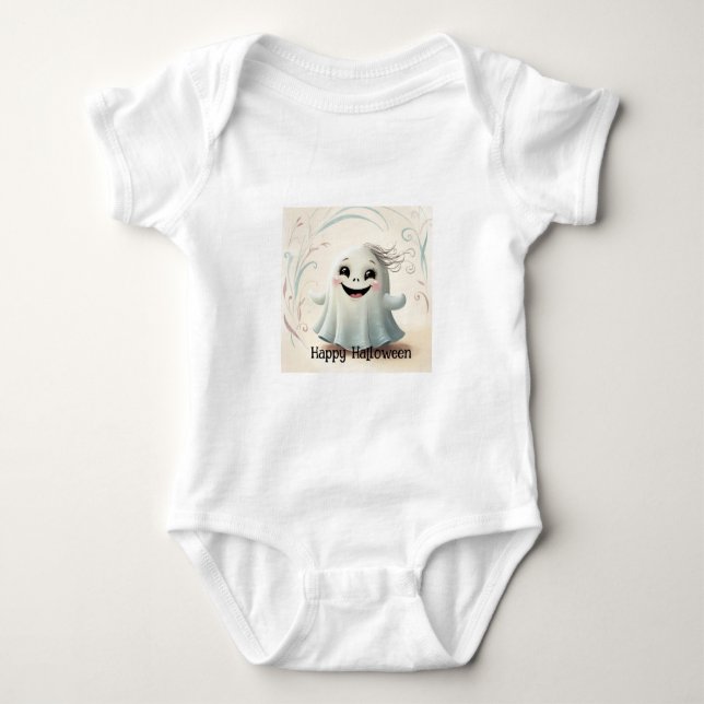 Adortable Ghosting Friend Halloween Design Baby Strampler (Vorderseite)