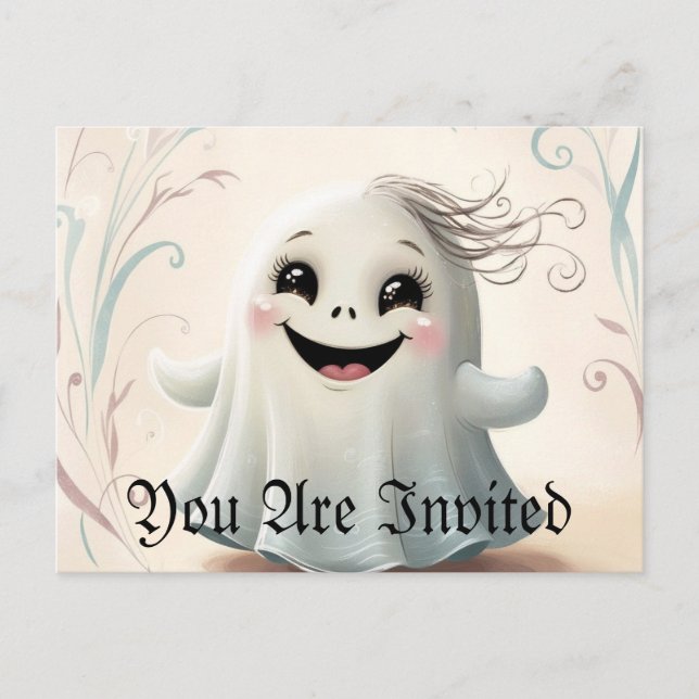 Adortable Ghosting Friend Halloween Design Einladungspostkarte (Vorderseite)