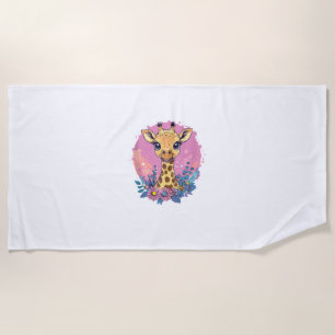 Adortable Giraffe umgeben von Blume _2 Strandtuch