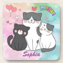 Adortable graue Katzen Meow Liebe Personalisiert