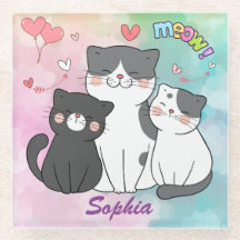 Adortable graue Katzen Meow Liebe Personalisiert