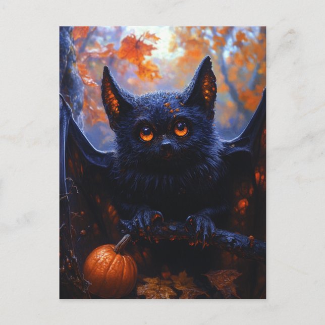 Adortable Halloween Bat Postkarte (Vorderseite)