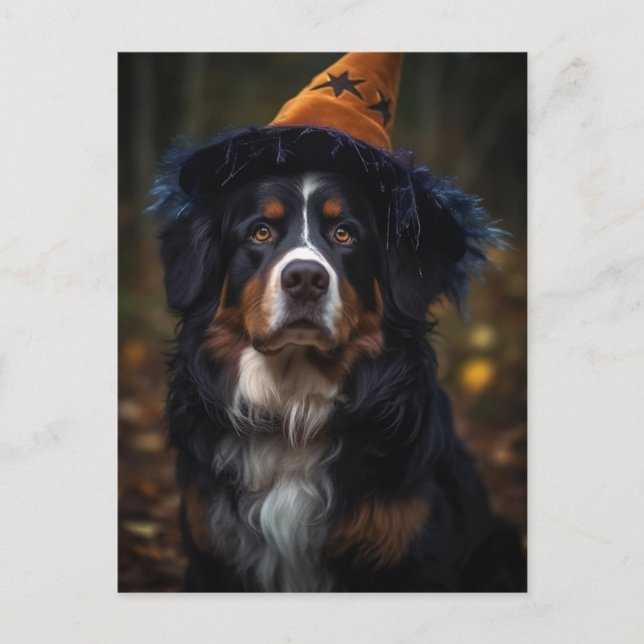 Adortable Halloween Berner Hund Postkarte (Vorderseite)
