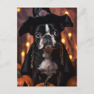 Adortable Halloween Boston Terrier Dog Postkarte