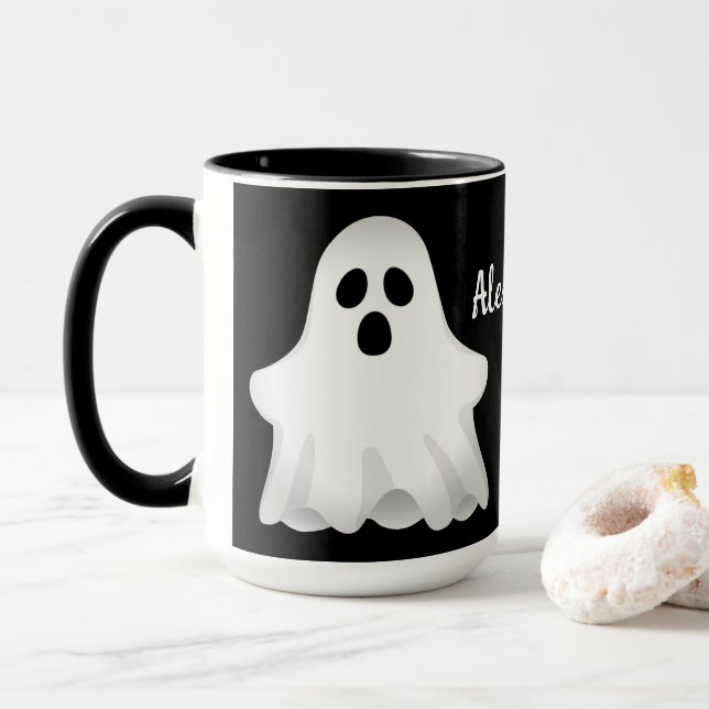 Adortable Halloween-Geist mit Name-Tasse Tasse (Mit Donut)