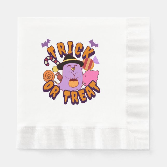 Adortable Halloween-Geistertrick oder -Treat Serviette (Vorderseite)