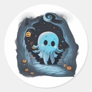 Adortable Halloween Ghost - Spooky Niedlich Ghost  Runder Aufkleber