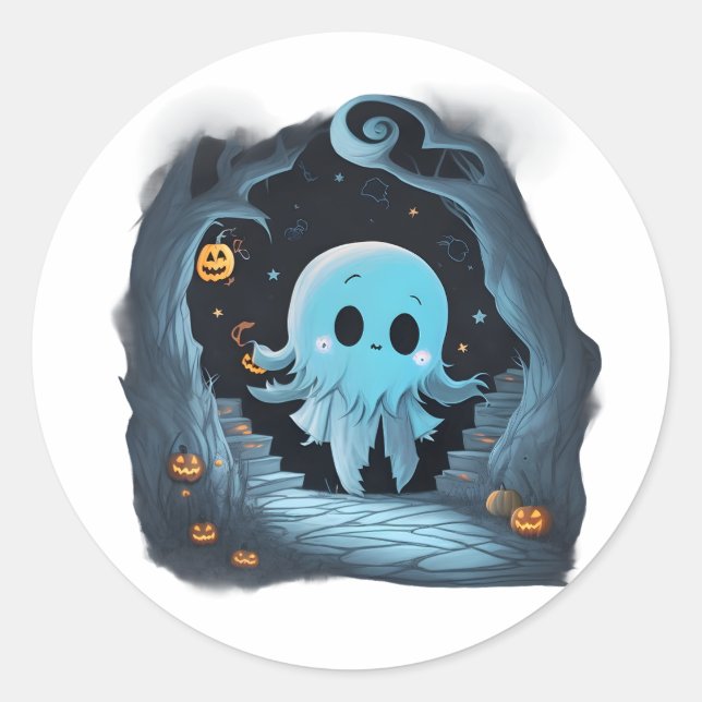 Adortable Halloween Ghost - Spooky Niedlich Ghost  Runder Aufkleber (Vorderseite)
