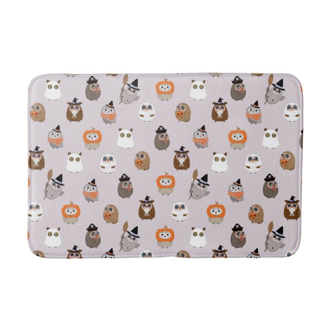 Adortable Halloween Owls Pattern Badematte (Vorderseite)