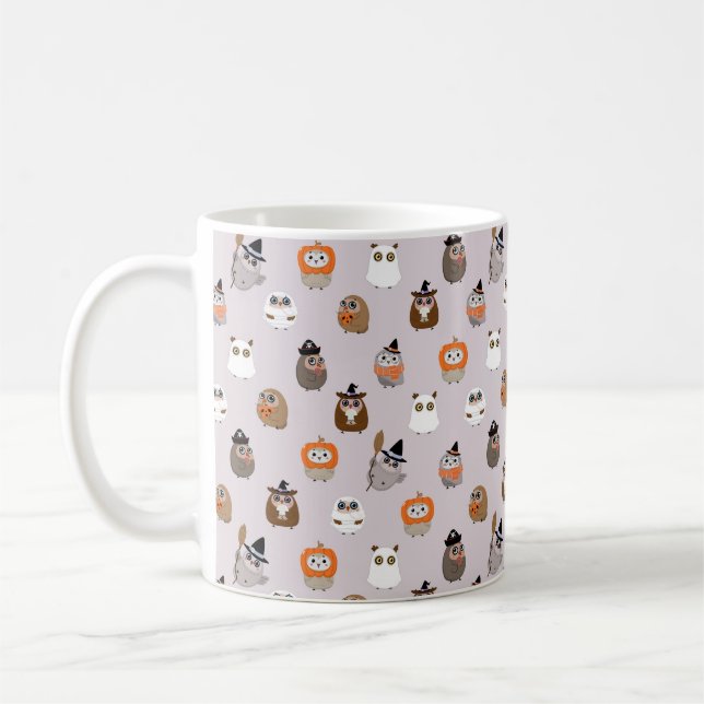 Adortable Halloween Owls Pattern Kaffeetasse (Links)