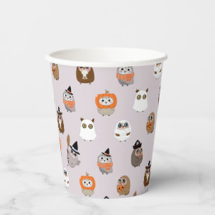 Adortable Halloween Owls Pattern Pappbecher