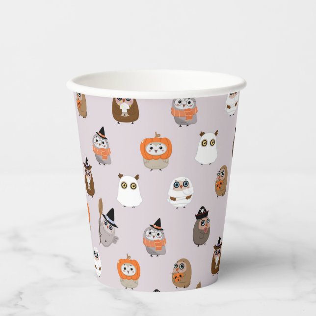 Adortable Halloween Owls Pattern Pappbecher (Vorderseite)