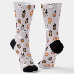 Adortable Halloween Owls Pattern Socken