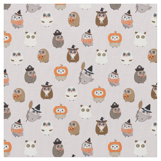 Adortable Halloween Owls Pattern Stoff (Nahaufnahme)