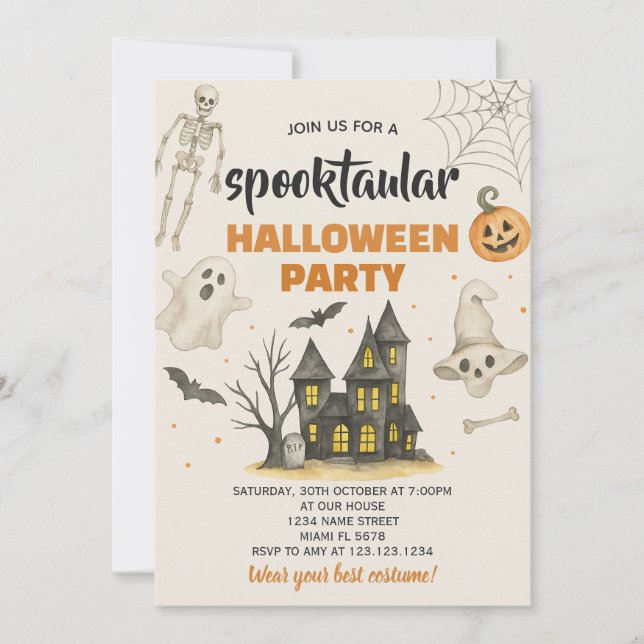 Adortable Halloween-Party Card Einladung (Vorderseite)