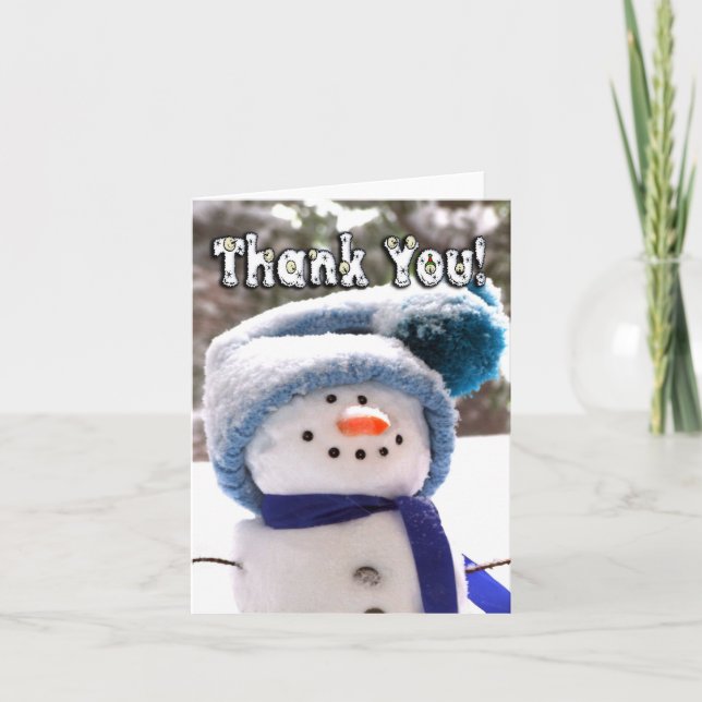 Adortable Handmade Snowman Danke Note Card (Vorderseite)