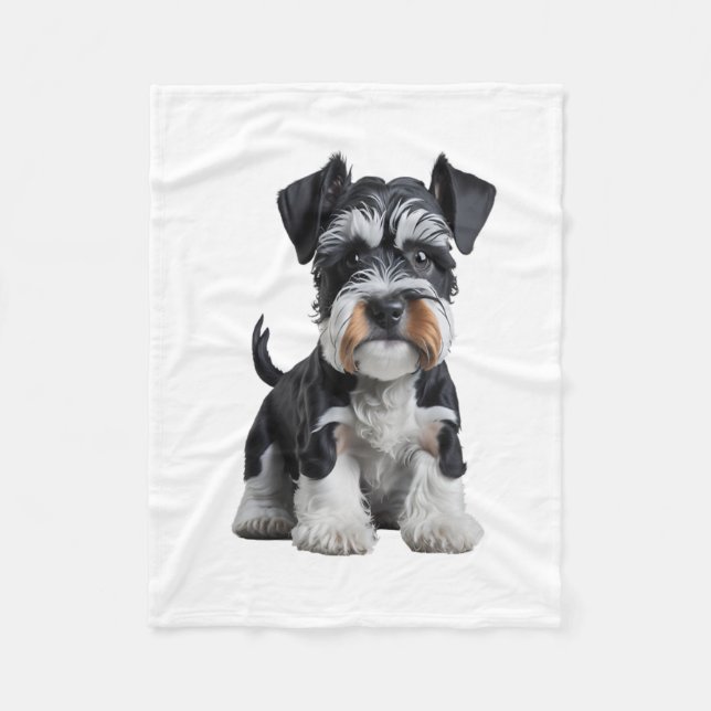 Adortable HD Miniatur Schnauzer Welpenportrait - E Fleecedecke (Vorderseite)