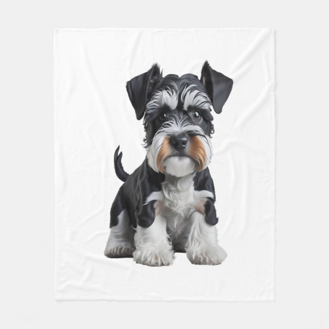 Adortable HD Miniatur Schnauzer Welpenportrait - E Fleecedecke (Vorderseite)