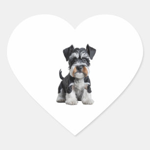 Adortable HD Miniatur Schnauzer Welpenportrait - E Herz-Aufkleber