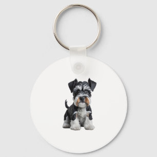 Adortable HD Miniatur Schnauzer Welpenportrait - E Schlüsselanhänger