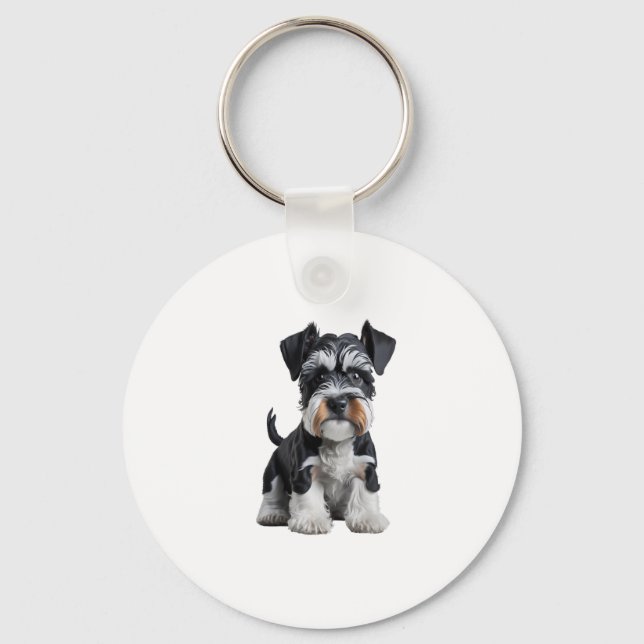Adortable HD Miniatur Schnauzer Welpenportrait - E Schlüsselanhänger (Vorderseite)