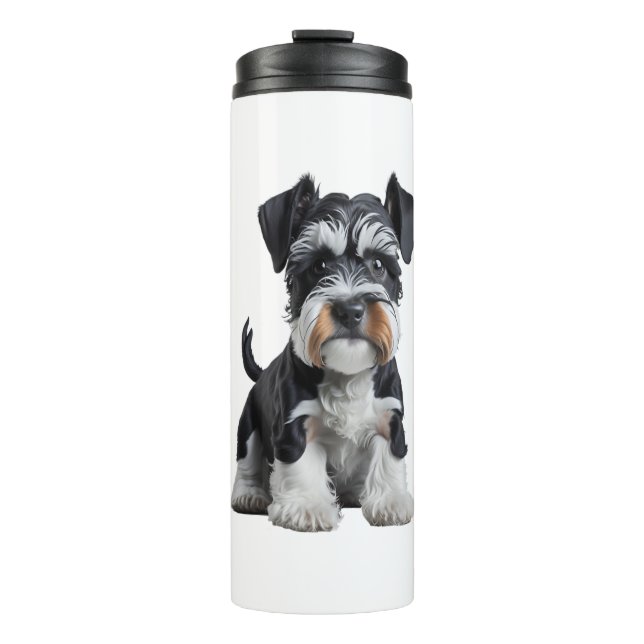 Adortable HD Miniatur Schnauzer Welpenportrait - E Thermosbecher (Vorderseite)