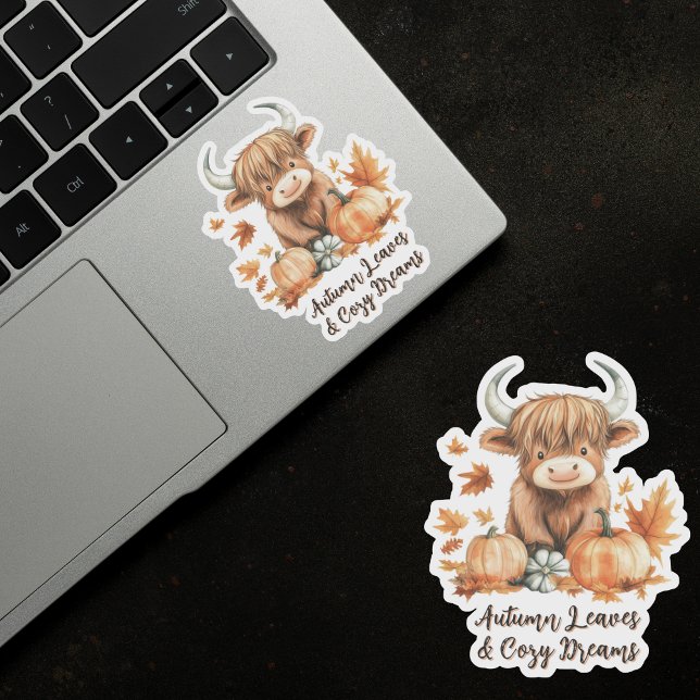 Adortable Herbst-Hochland-Kuh-Aufkleber Aufkleber (Von Creator hochgeladen)