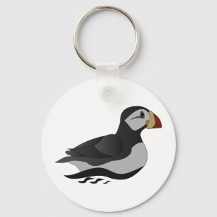 Adortable Horned Puffin Cartoon Schlüsselanhänger