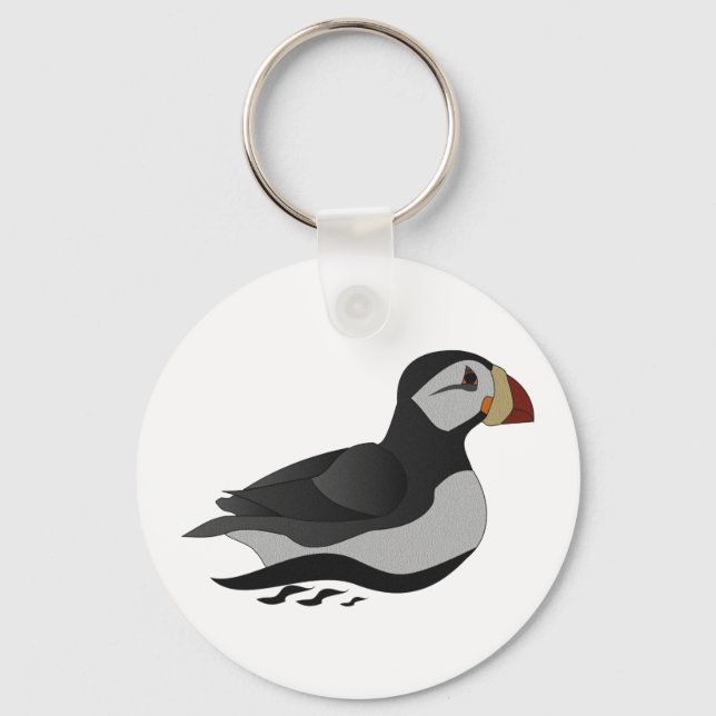 Adortable Horned Puffin Cartoon Schlüsselanhänger (Vorderseite)