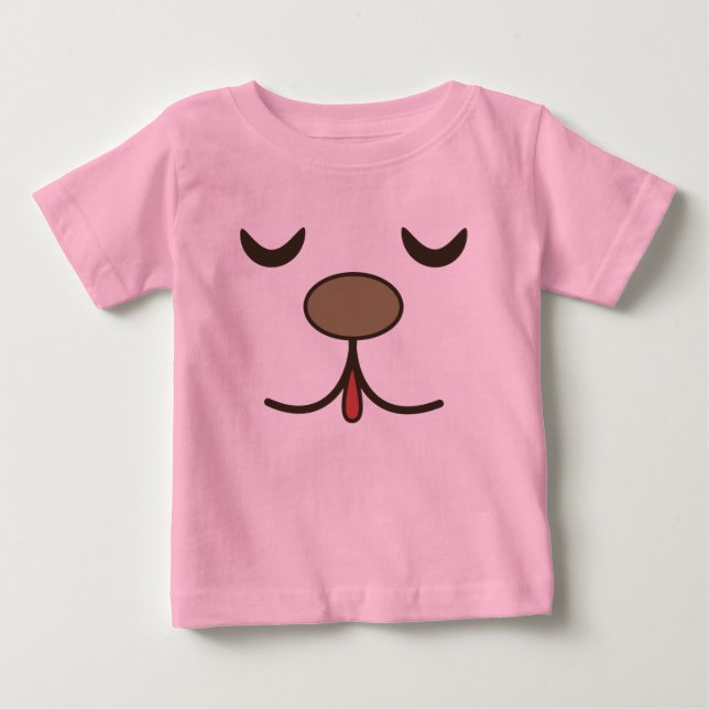 Adortable Hunde Gesicht pink Baby T-shirt (Vorderseite)