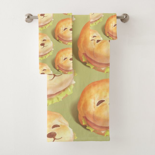 Adortable Hunde-Gesichtspferd-Muster Badhandtuch Set (Insitu)
