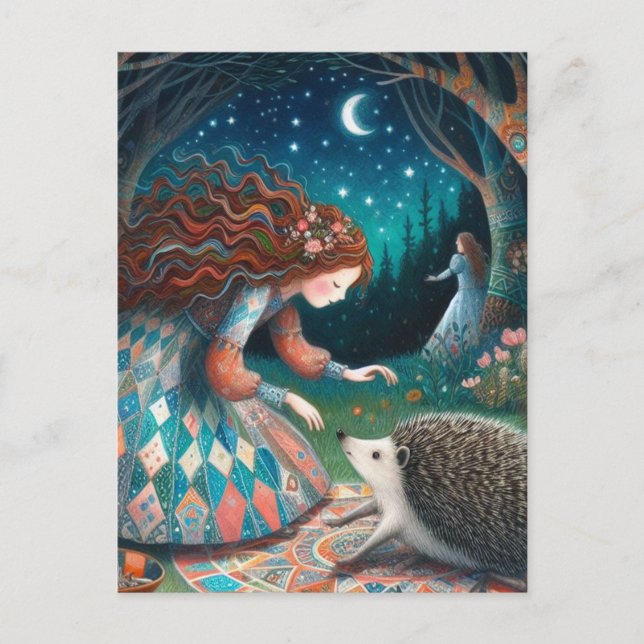 Adortable Igel Fairy Tale Postkarte (Vorderseite)