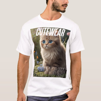 Adortable Kitten im Blumengarten - Niedliche Katze T-Shirt