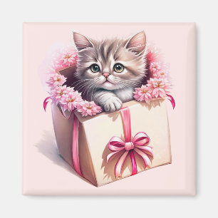 Adortable Kitten in einer Box Geburtstagsgeschenk Magnet
