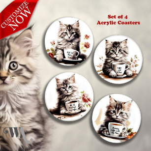 Adortable Kitten und Coffee Untersetzer Set