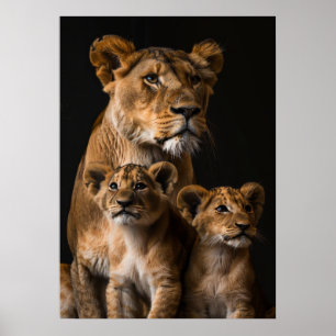 Adortable Lioness and Lion Cub Family Poster
