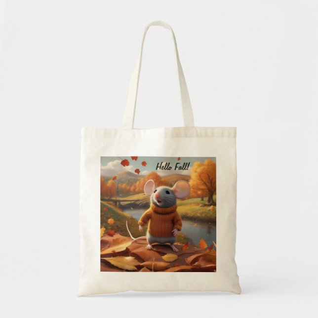 Adortable Maus begrüßt Herbst-Tasche Tragetasche (Vorne)