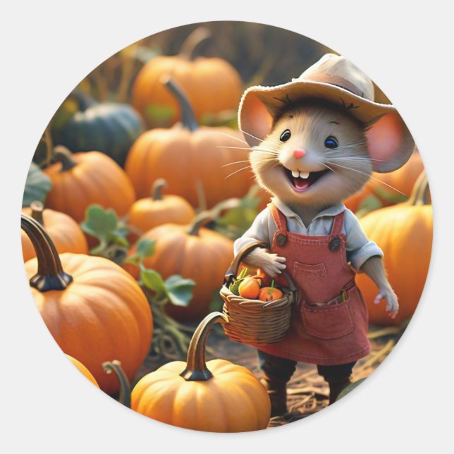 Adortable Maus mit Autumn Pumpkins Sticker (Vorderseite)