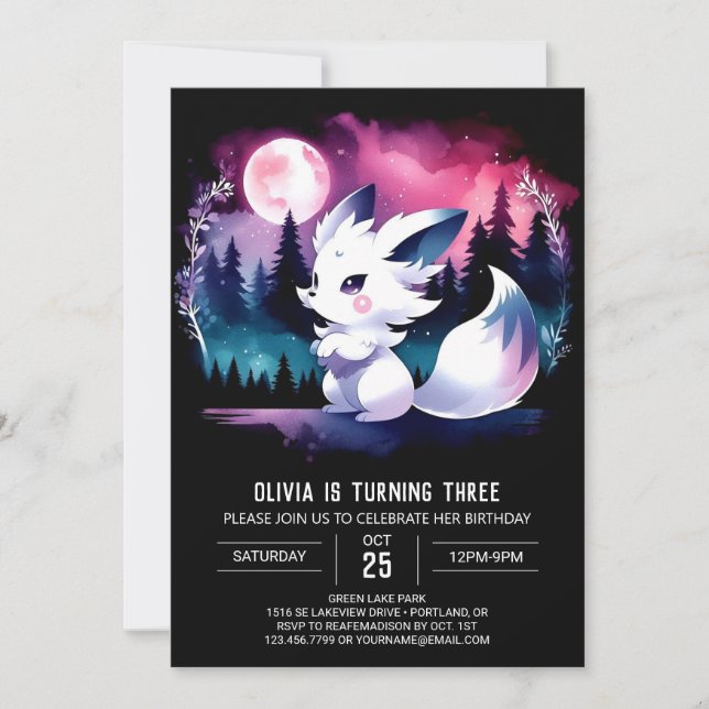 Adortable Modern Wolf Geburtstag Einladung (Vorderseite)